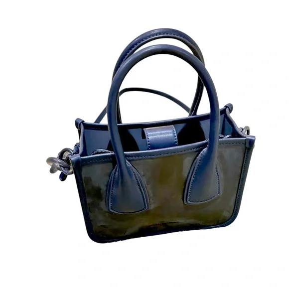 Nwot Charles & Keith Navy blue Mini crossbody Bag with Chain Strap convertible - Picture 3 of 9